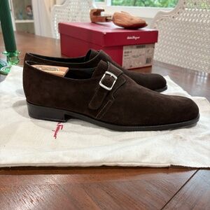 Salvatore Ferragamo Caffe Suede Men's monk shoes size 11 EE